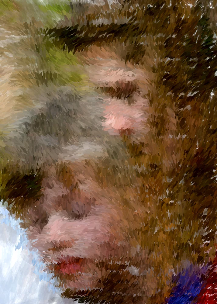 A stylized portrait of a mother and child